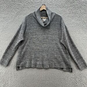 Maeve Sweater Women Small Gray Ribbed Knit Relaxed Oversized Cowl Neck Pullover